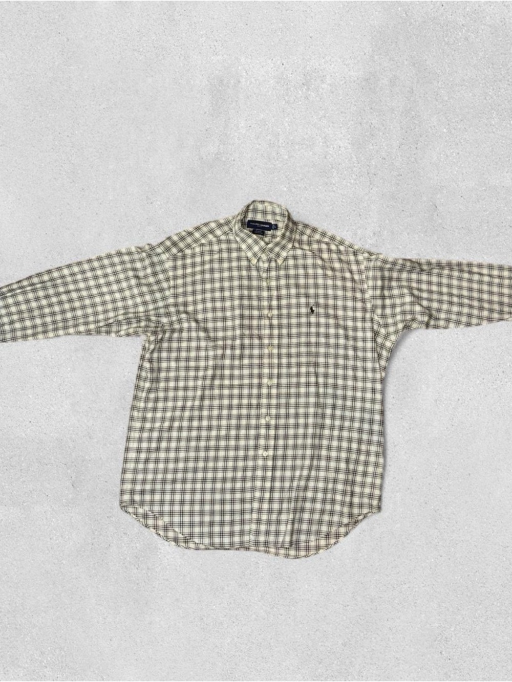 Polo Ralph Lauren Men's Large Golf Blake Shirt Buttoned Down Plaid White Black